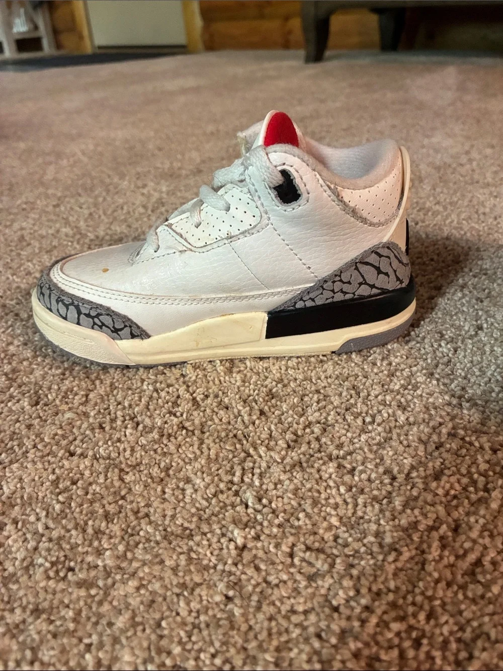 Nike Air Jordan 3 Retro White Cement Kids Sneakers Size 8C